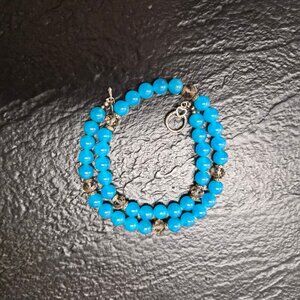 VTG Natural Gemstones Necklace w/Crystal Accents 17'' Vivid Blue Nature Inspired